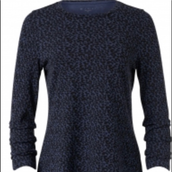 E.L.I. Halsbrook indigo blue, Pima cotton, stretch, ruched sleeve tee, size M - Picture 1 of 4